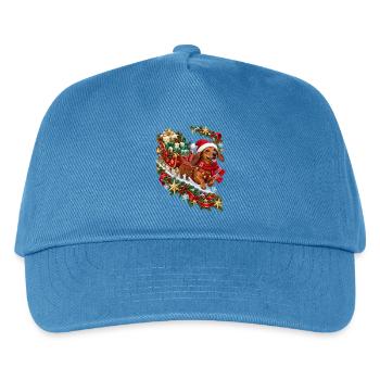 Dackel Weihnachtsgeschenkschlitten - Kinder Basecap - Pfauenblau - Vorne