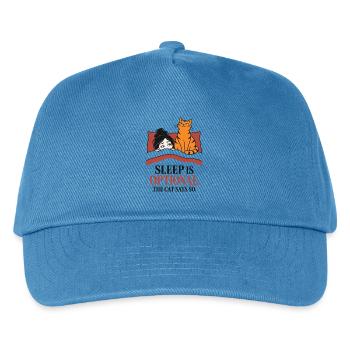 Schlaf ist optional, lustiges Katzenliebhaber-Design - Kinder Basecap - Pfauenblau - Vorne