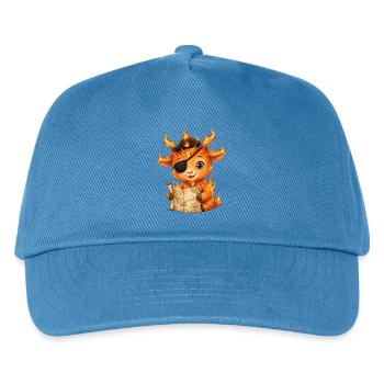 Pirate Fire Goat Shirt Piraten Feuer Ziege - Kinder Basecap - Pfauenblau - Vorne