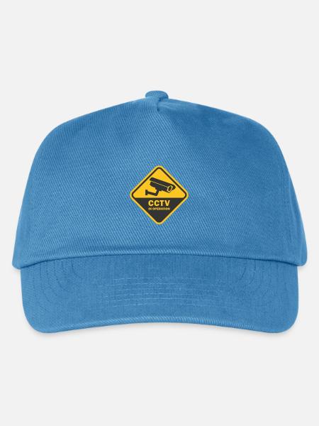Warning CCTV Camera Badge Security Sign Icon - Kids’ Baseball Cap - peacock-blue
