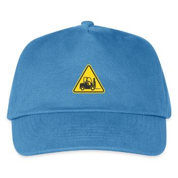 Achtung Gabelstapler, Gabelstapler-Symbolsymbol. Logistisch - Kinder Basecap - Pfauenblau - Vorne