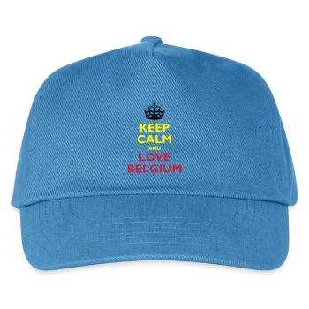 Keep Calm & Love Belgium - Kinder Basecap - Pfauenblau - Vorne