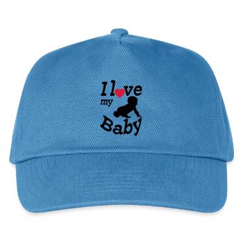 I love my Baby, Kind, Geburt, Eltern, Geschenk - Kinder Basecap - Pfauenblau - Vorne