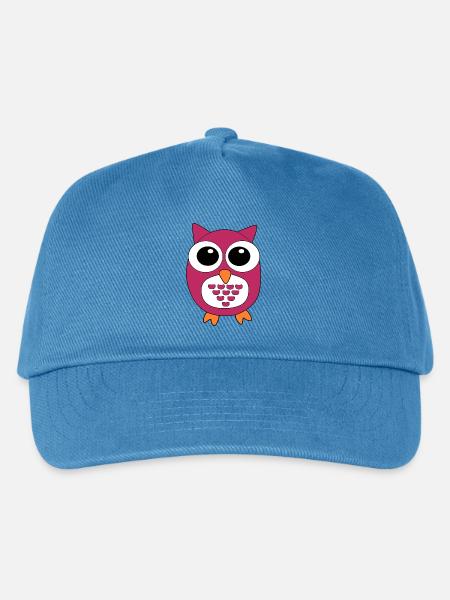 pinke Eule rosa Vogel - Kinder Basecap - Pfauenblau