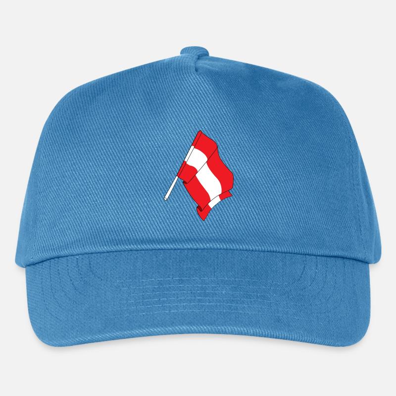 Flagge Österreich - Kinder Basecap - Pfauenblau