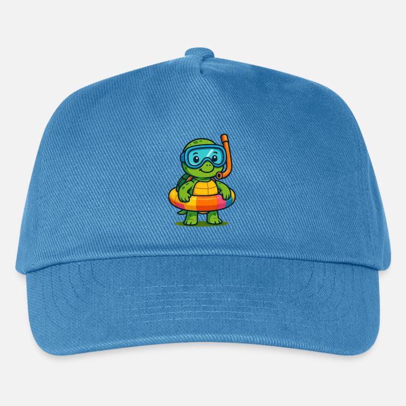 Verspielte Schildkröte in Schnorchelausrüstung - Kinder Basecap - Pfauenblau