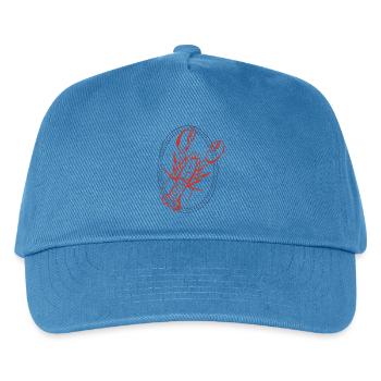Vintage Red Lobster Illustration on Navy - Kids’ Baseball Cap - peacock-blue - Front