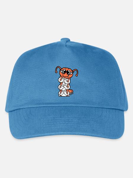 Raupe Mittelfinger Beleidigung Sonnenbrille Cool - Kinder Basecap - Pfauenblau