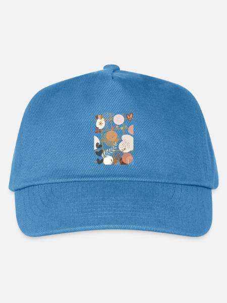 Böhmische Blumen auf vergoldetem Gitter - Kinder Basecap - Pfauenblau