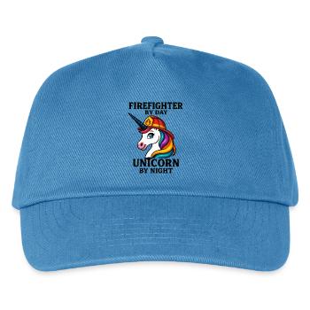 Feuerwehrmann Einhorn bei Nacht - Kinder Basecap - Pfauenblau - Vorne