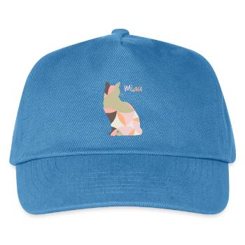 Miau - Katze - abstrakt - Kinder Basecap - Pfauenblau - Vorne