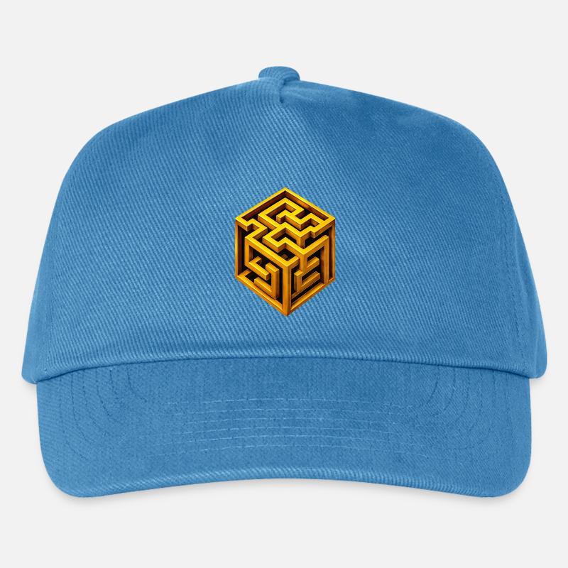 Goldenes Würfel-Labyrinth - Kinder Basecap - Pfauenblau