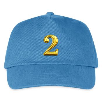 Goldene Ziffer Zwei - glänzendes Design - Kinder Basecap - Pfauenblau - Vorne