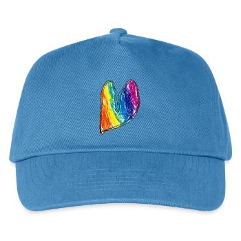 Crayon de cire en forme de cœur arc-en-ciel - Casquette de baseball Enfant - bleu paon - Devant