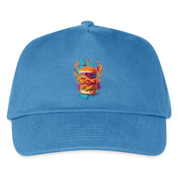 Explosive PopArt Burger - Kids’ Baseball Cap - peacock-blue - Front