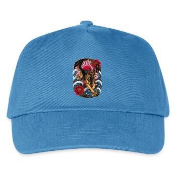 Deutscher Schäferhund im Japan Tattoo Stil - Kinder Basecap - Pfauenblau - Vorne