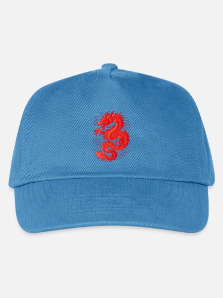 Roter Asiatischer Drache Tattoo Design - Kinder Basecap - Pfauenblau