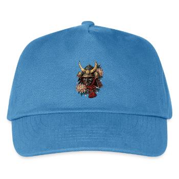 Blüten-Samurai Helm Mask - Kinder Basecap - Pfauenblau - Vorne