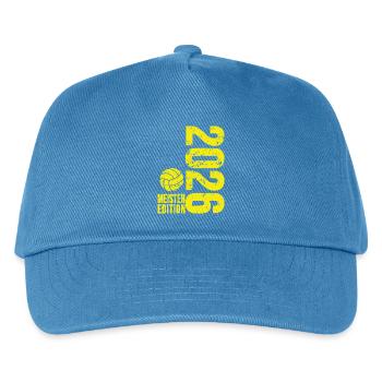 Volleyball Meister Shirt 2026, gelb, Badehose - Kinder Basecap - Pfauenblau - Vorne