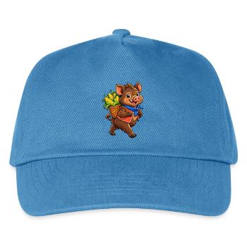 Erntefreudiges Schweinchen mit Körben - Kinder Basecap - Pfauenblau - Vorne