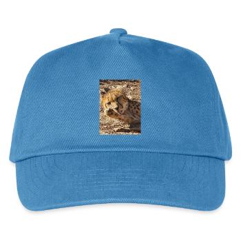 Gepard in seidigem Nap - Kinder Basecap - Pfauenblau - Vorne