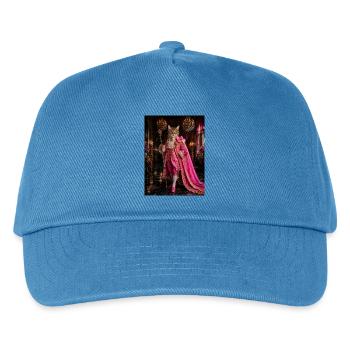 Königskatze im Rokoko-rosa Kostüm - Kinder Basecap - Pfauenblau - Vorne