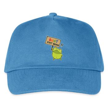 Bunter Demo-Frosch - Kinder Basecap - Pfauenblau - Vorne