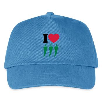 I love chili - Ich liebe Chili - Kinder Basecap - Pfauenblau - Vorne