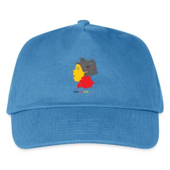 Landkarte mit stylischer Frau und Nationalfarben - Kinder Basecap - Pfauenblau - Vorne