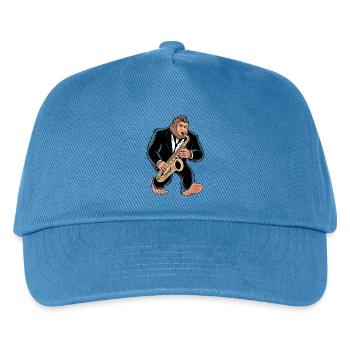 Bigfoot Sasquatch Saxofonspieler Jazz Cartoon - Kinder Basecap - Pfauenblau - Vorne