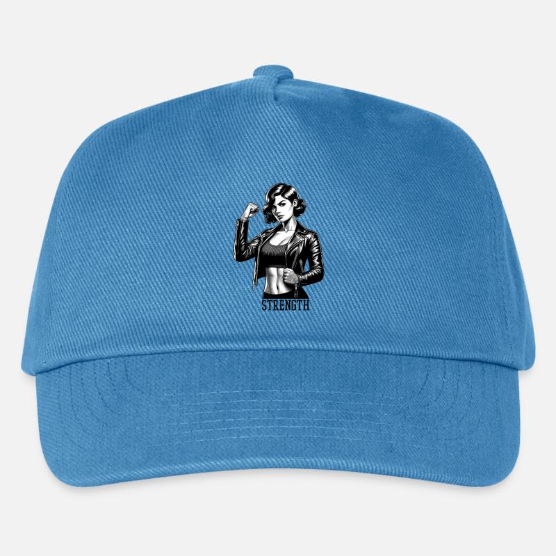 Starke Frau Stärke Rockabilly Lederjacke Geschenk - Kinder Basecap - Pfauenblau