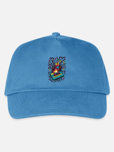 Kassetten-Explosion – 80er Jahre Tape-Chaos - Kinder Basecap - Pfauenblau