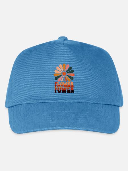 Flower Power Retro Sonnenaufgang - Kinder Basecap - Pfauenblau