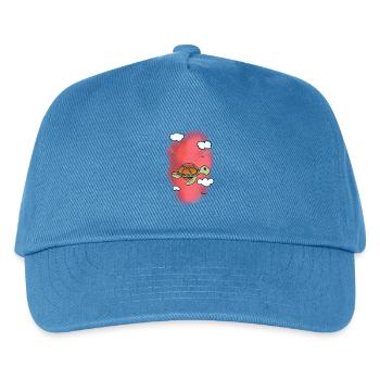 Flying turtle in cloudy red - Kids’ Baseball Cap - peacock-blue - Front