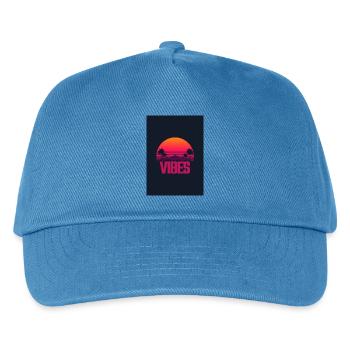 Retro Sonnenuntergang Vibes 80er Style - Kinder Basecap - Pfauenblau - Vorne