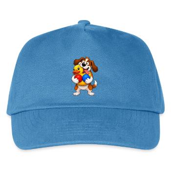 Excited Dog Squeaky Toy Overload - Kids’ Baseball Cap - peacock-blue - Front