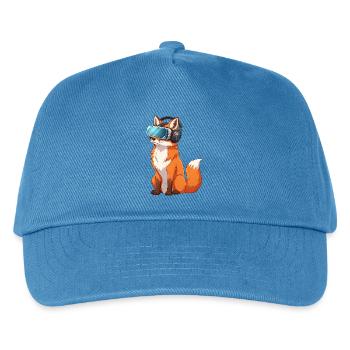 Fuchs VR Brille Virtual Reality Cartoon - Kinder Basecap - Pfauenblau - Vorne