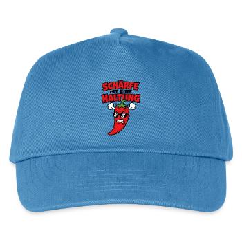 Schärfe ist eine Haltung wütende Chili Design - Kinder Basecap - Pfauenblau - Vorne