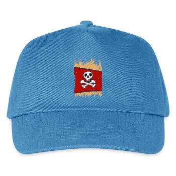Zerrissenes Piratensegel mit Schädel Totenkopf - Kinder Basecap - Pfauenblau - Vorne