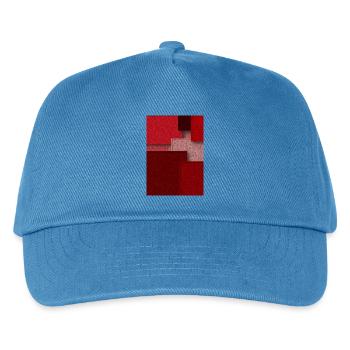 Rote Geometrie in abstrakten Blöcken - Kinder Basecap - Pfauenblau - Vorne