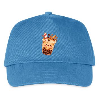 Kawaii Bubble Tea Becher - Kinder Basecap - Pfauenblau - Vorne