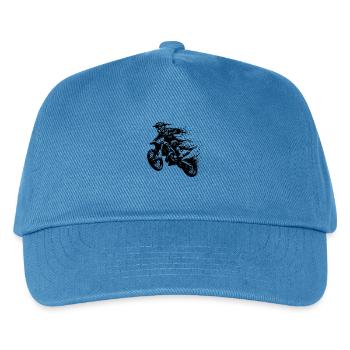 Motorsport Hobby Gelände Maschine im Sprung - Kinder Basecap - Pfauenblau - Vorne