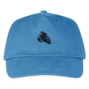 Enduro Gelände Motorsport Maschine im Sprung - Kinder Basecap - Pfauenblau - Vorne