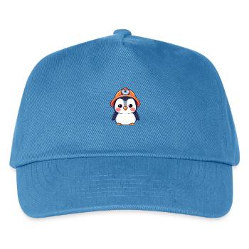 Bautrupp-Pinguin mit orangefarbenem Schutzhelm - Kinder Basecap - Pfauenblau - Vorne