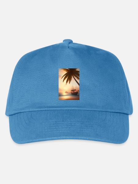 Karibik Palmen Strand - Kinder Basecap - Pfauenblau