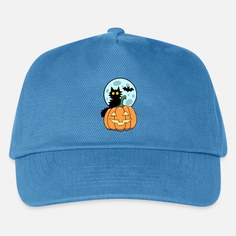 Katze auf Kürbis - Kinder Basecap - Pfauenblau