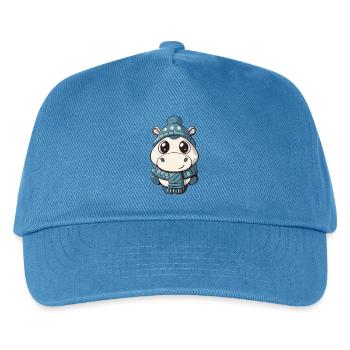 Cute hippo with scarf and bobble hat. - Kids’ Baseball Cap - peacock-blue - Front