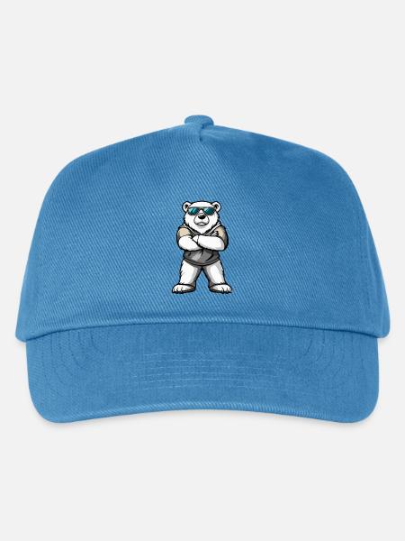 Eisbär Comic - Kinder Basecap - Pfauenblau