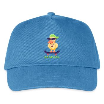 Pixel Art Duck with Skateboard and Cap - Kids’ Baseball Cap - peacock-blue - Front
