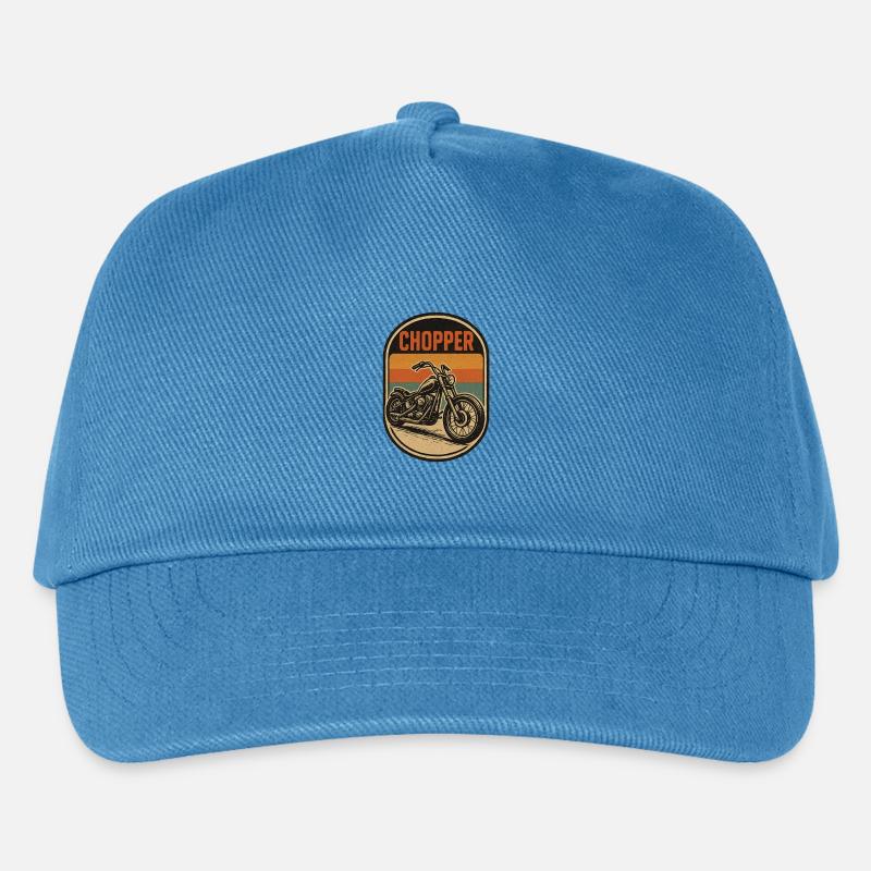 Vintage Chopper Motorrad Design - Kinder Basecap - Pfauenblau